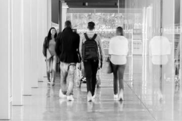 students in a corridor
